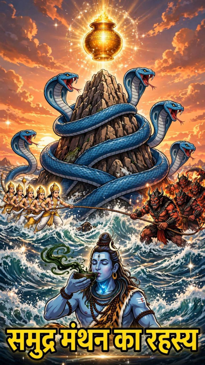 समुद्र मंथन का रहस्य 😱 शिव ने क्यों पिया कालकूट जहर? | Samudra Manthan Story