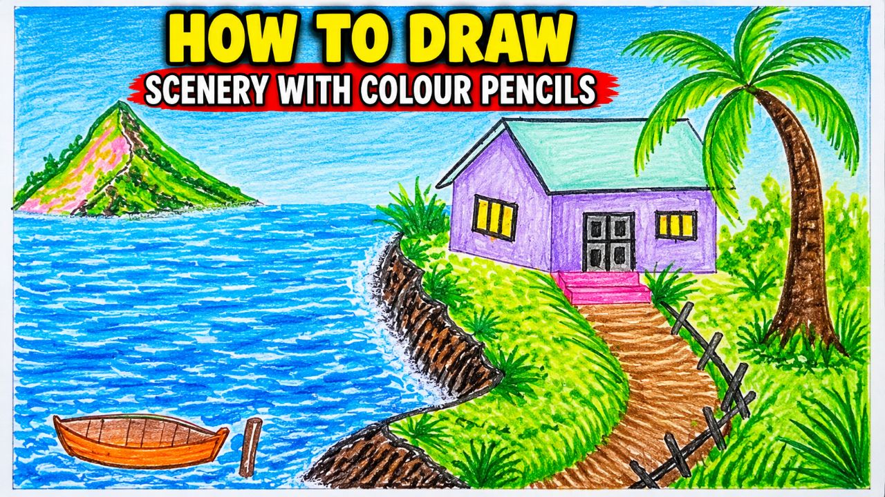 How to draw the senary skhch colour Pencil drow