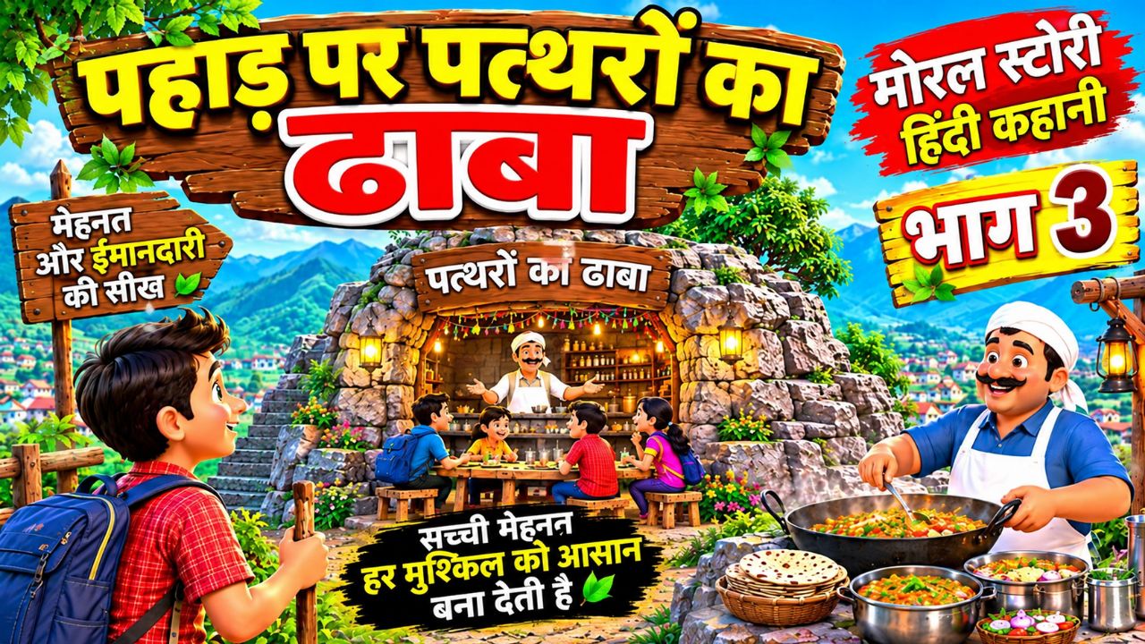 🎬 YouTube वीडियो टाइटल:

पहाड़ पर पत्थरों का ढाबा 🏔️😱 भाग 3 | मेहनत और ईमानदारी की सीख | हिंदी