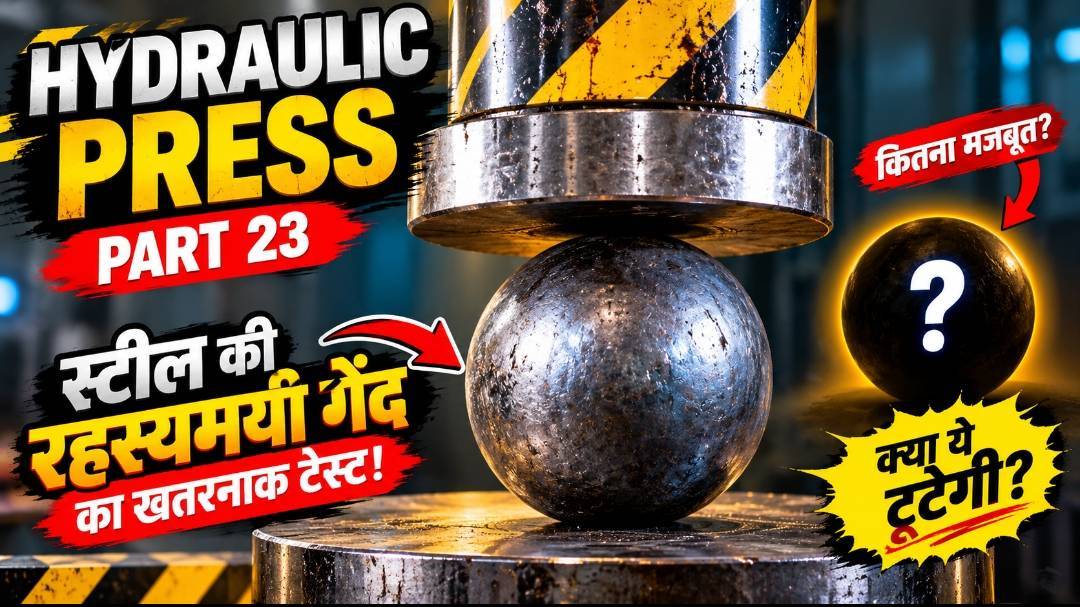 😱 हाइड्रोलिक प्रेस पार्ट 23: स्टील की रहस्यमयी गेंद का खतरनाक टेस्ट! 🔥 | Hydraulic Press Challenge