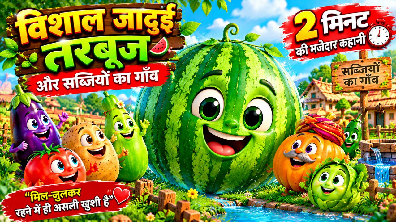 🍉😱 विशाल जादुई तरबूज और सब्जियों का गाँव 😂 | 3D Animation Hindi Story | मजेदार कहानी