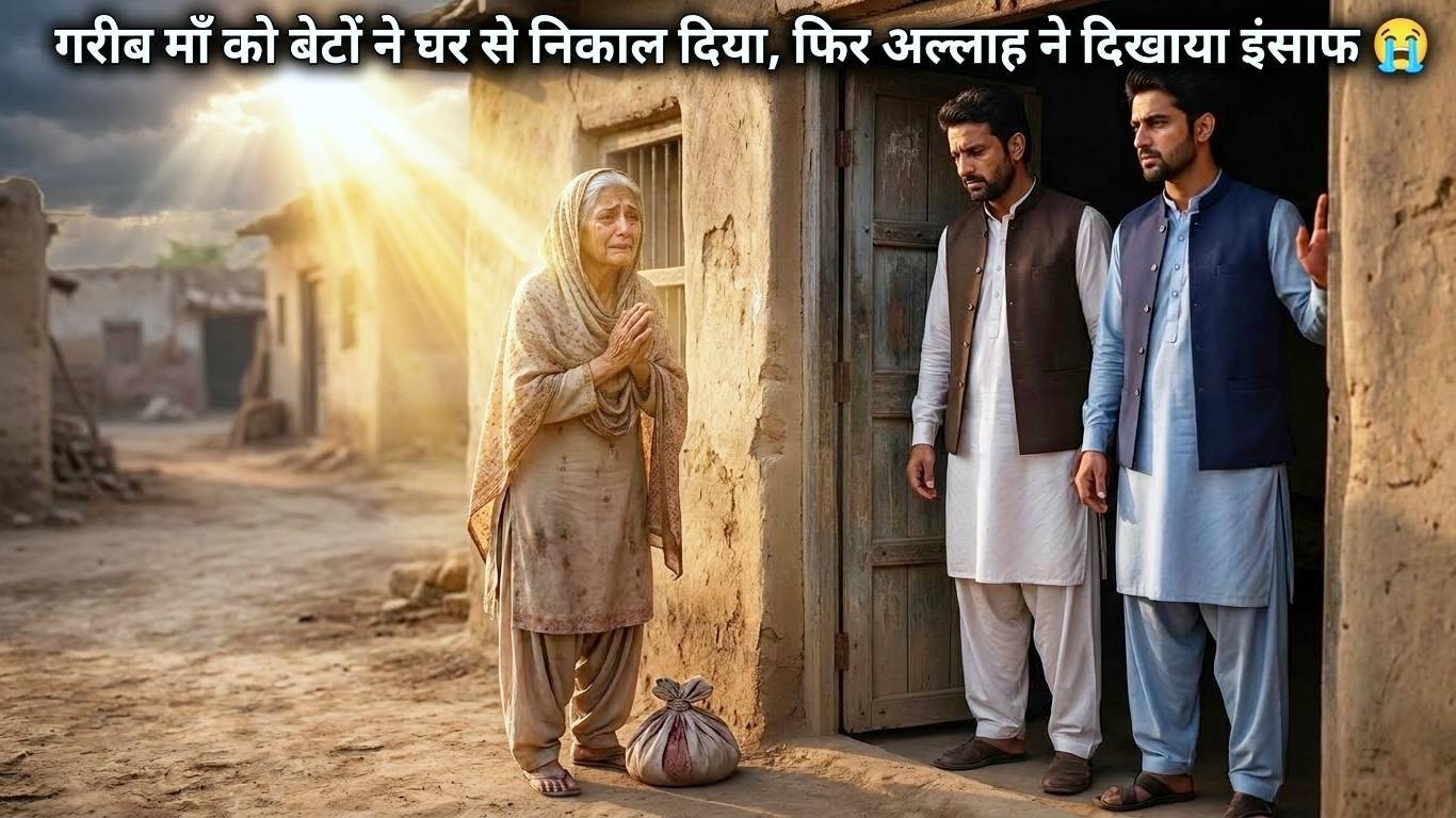 गरीब माँ को बेटों ने घर से निकाल दिया, फिर अल्लाह ने दिखाया इंसाफ 😭