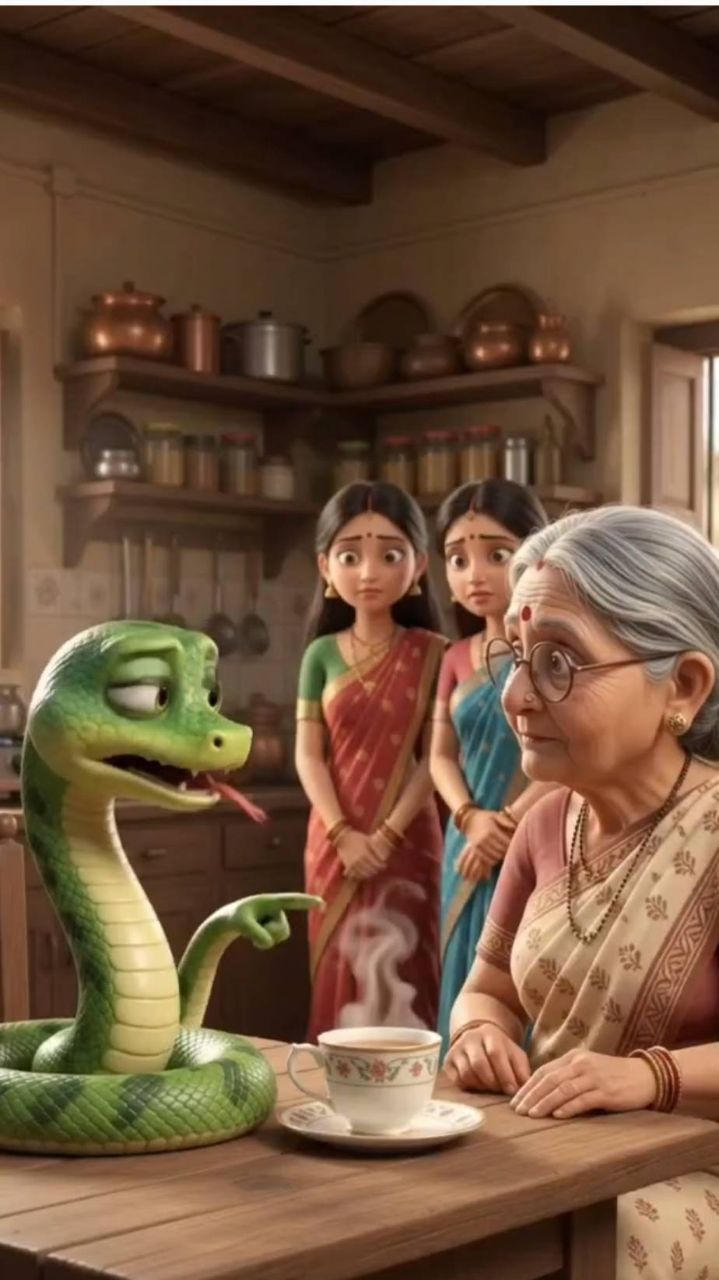 Saanp Ka Chai Mein Zeher Wala Prank! 🐍☕#FunnySnakeComedy #SaasBahuComedy #FunnyReels #3DAnimation