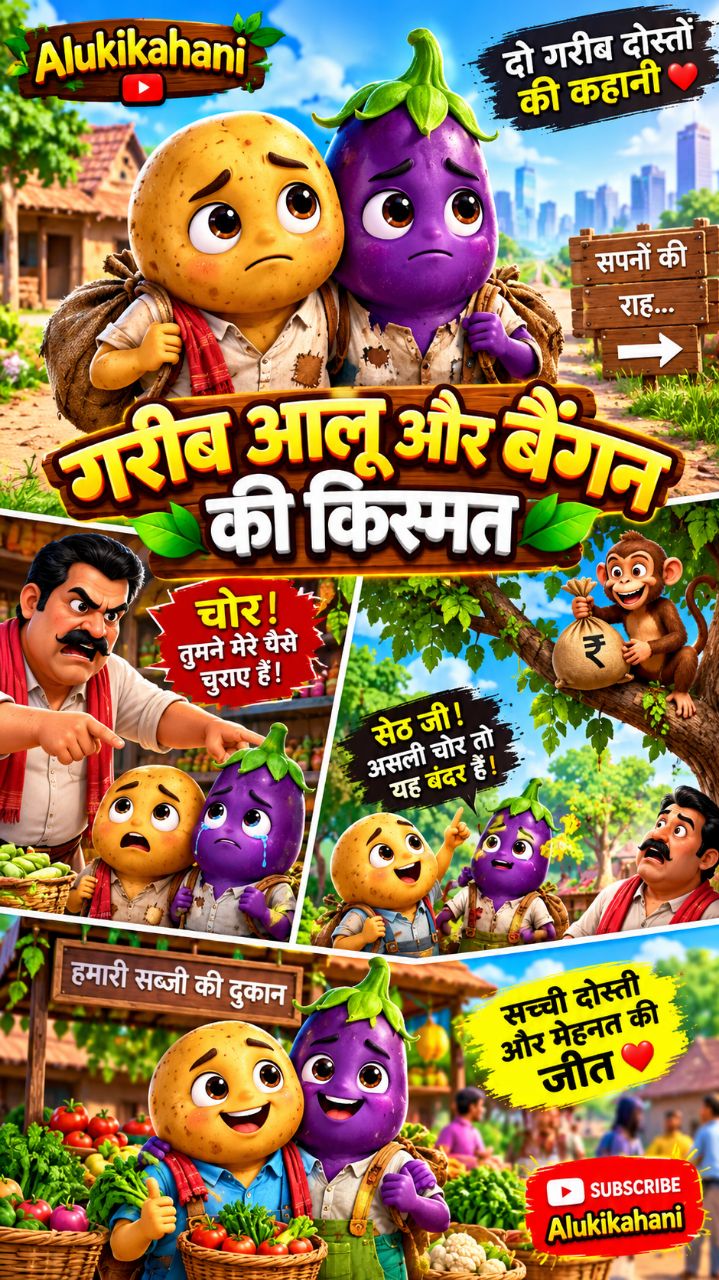 गरीब आलू और बैंगन की किस्मत 😭🥔🍆 | सच्ची दोस्ती की कहानी | Hindi Cartoon Story