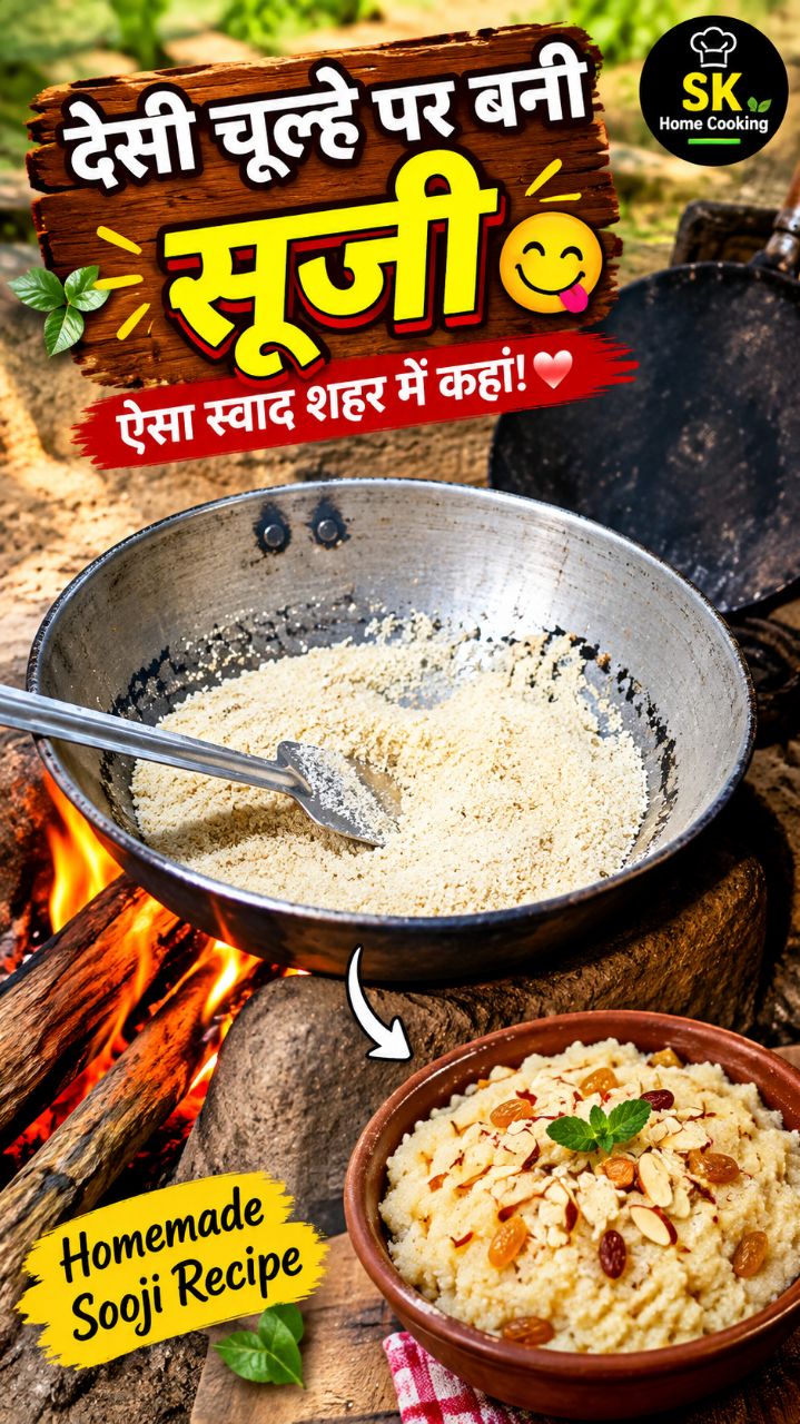 🔥 देसी चूल्हे पर बनाई सूजी की स्वादिष्ट रेसिपी 😋 | Homemade Sooji Recipe
