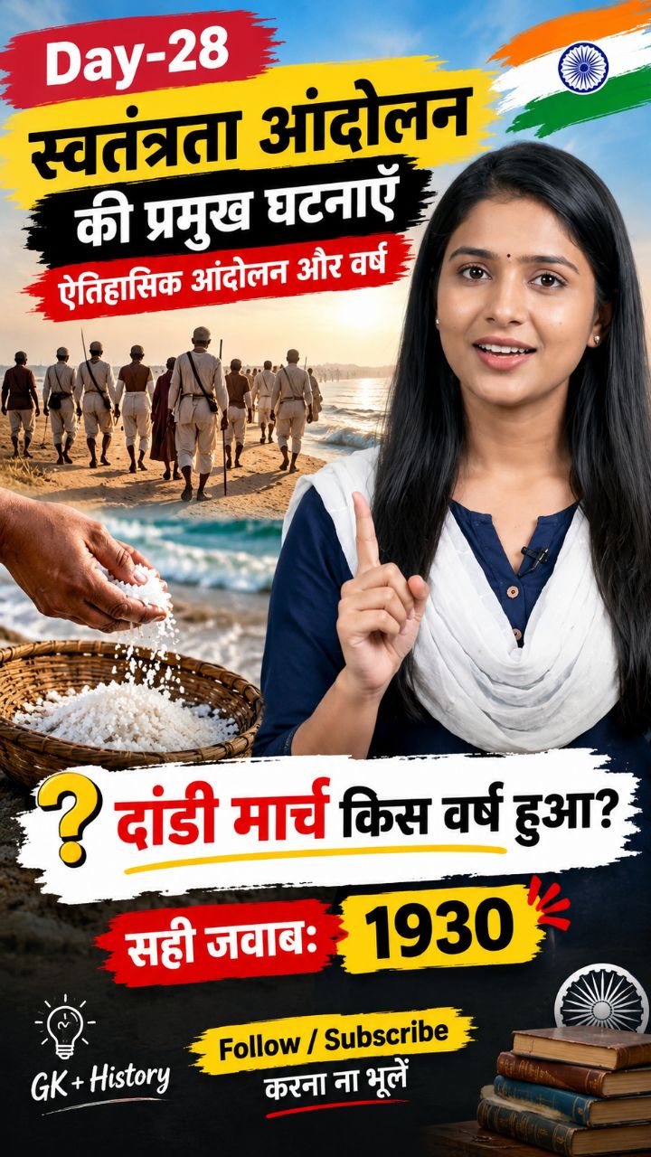 दांडी मार्च किस वर्ष हुआ था? 🇮🇳 | 1930 का ऐतिहासिक आंदोलन #Shorts
