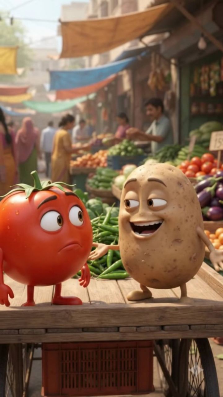 😂 टमाटर और आलू की मजेदार लड़ाई 🤣🍅