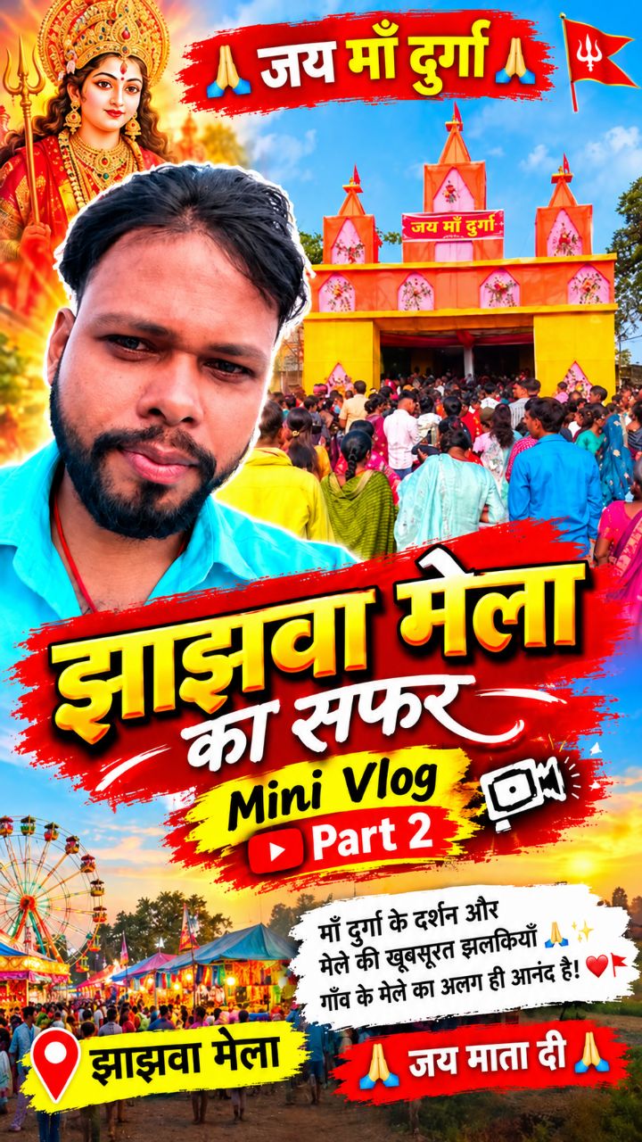 🙏 जय माँ दुर्गा 🙏🚩 | झाझवा मेला का सफर ❤️🔥 | Jhajhwa Mela Mini Vlog 🎥 | गाँव का मेला 🎡