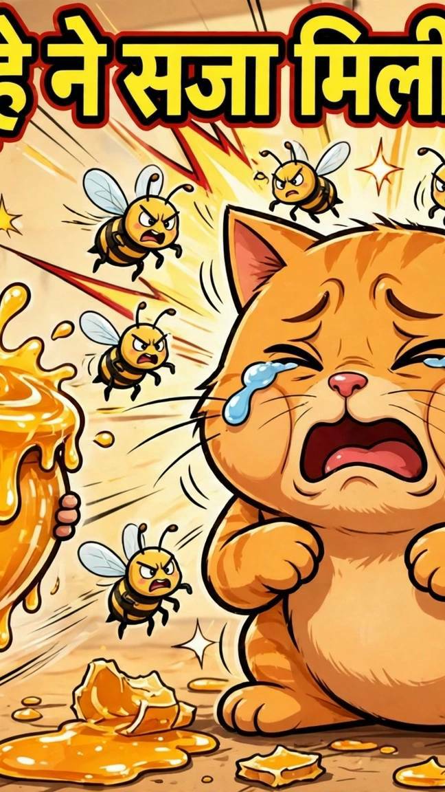 🍯 शहद चुराया चूहे ने, सजा मिली बिल्ली को! 😱🐱