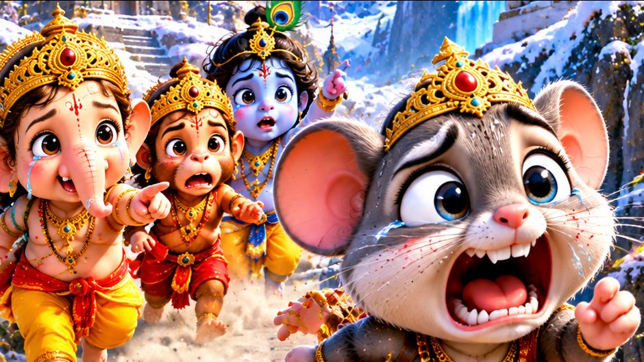 🤣 मोसक को बनाया बलि का बकरा 😂 फिर जो हुआ हँसी नहीं रुकेगी! 🤣 | Baby Ganesh Ji Comedy #Shorts