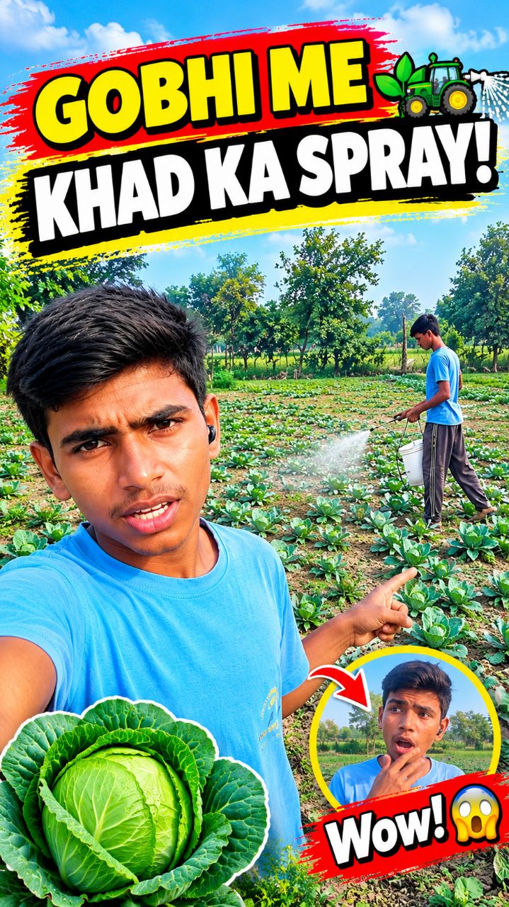 Qगोभी की फसल में किया खाद का छिड़काव 🌱🚜 | Cabbage Farming Vlog | Village Farming