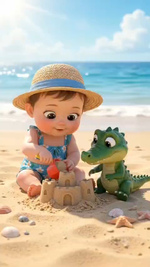 Funny Beach Adventure 🏖️🐊@Cuteness express
