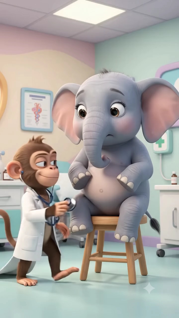 😂🐒 बंदर डॉक्टर ने हाथी का ऐसा चेकअप किया कि खुद भाग गया! 🐘🤣
