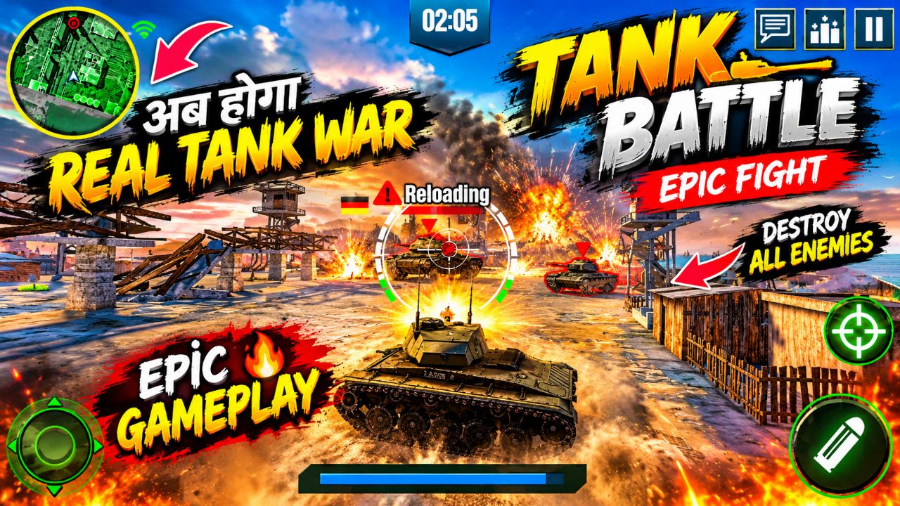 😱 EPIC TANK BATTLE 🔥 दुश्मनों की हालत खराब! | Tank War Gameplay #gaming
