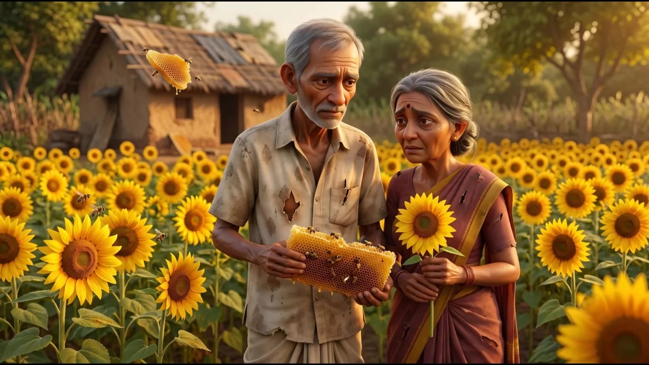 जिस जमीन को सबने बेकार समझा… उसी ने बदल दी इन बूढ़े माँ-बाप की किस्मत! 🌻🐝