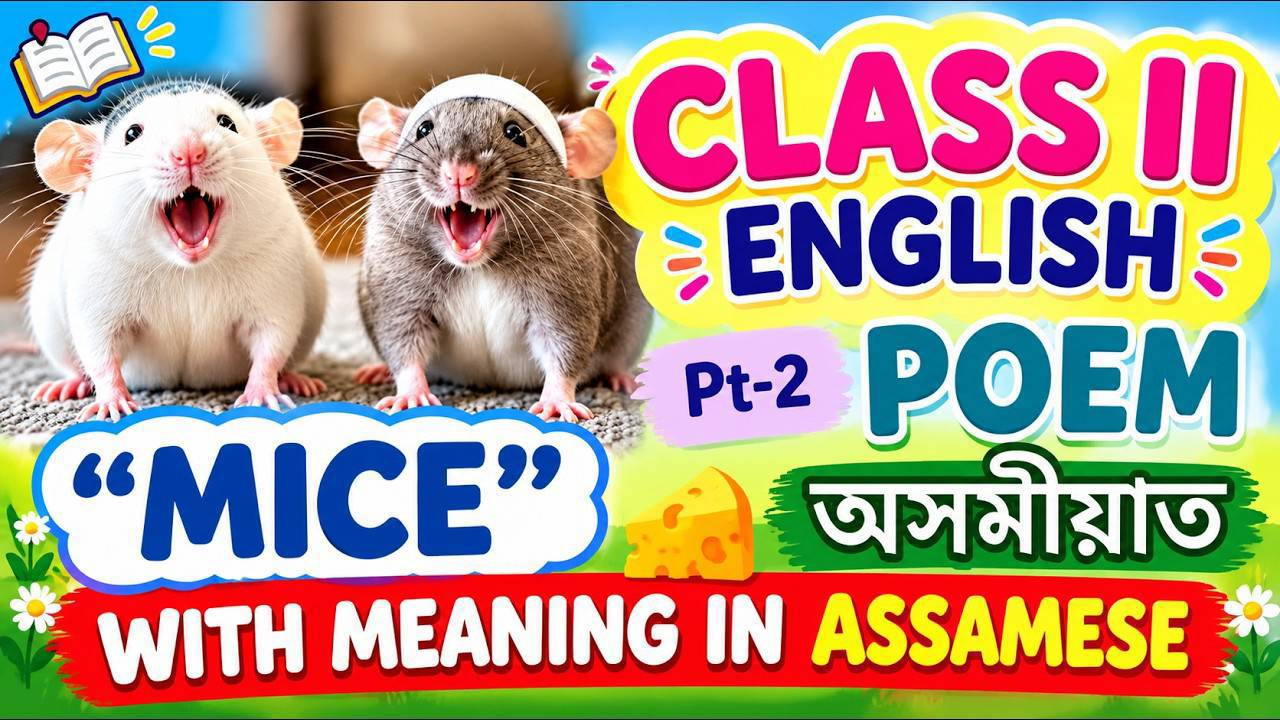Class II English poem "Mice" with meaning in Assamese pt-2