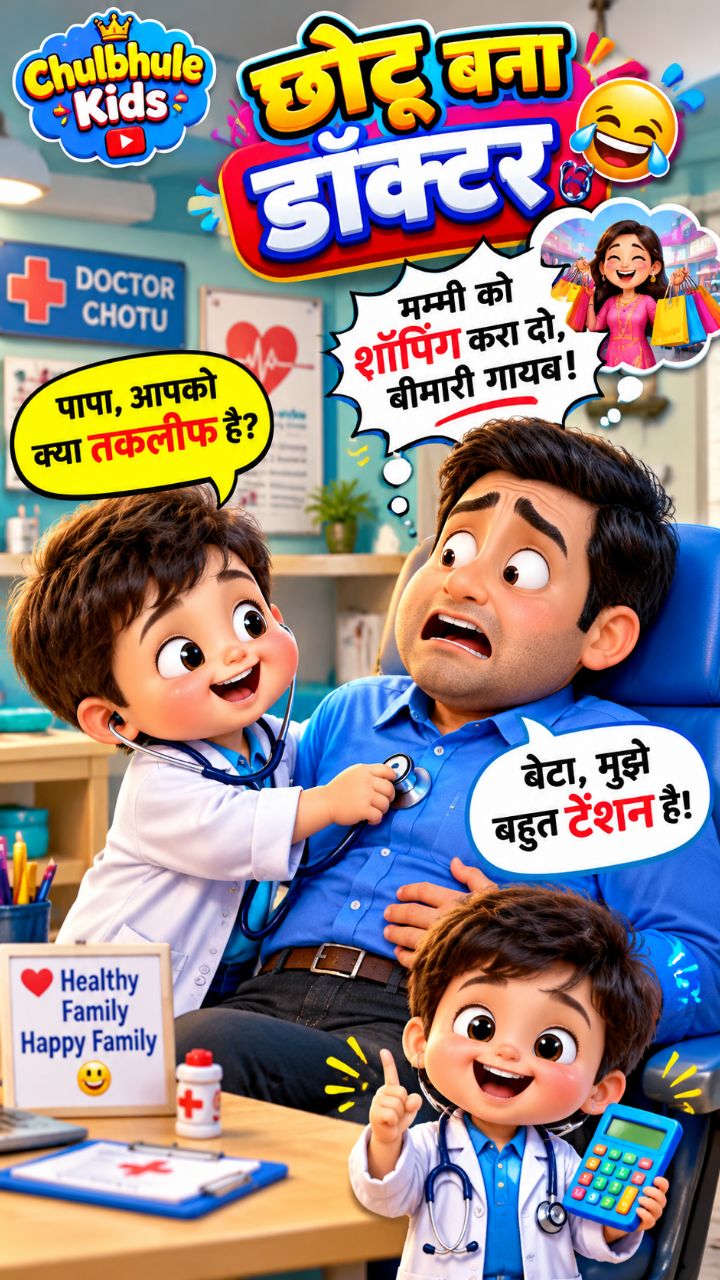 छोटू बना डॉक्टर | पापा का टेंशन वाला इलाज 😂 | Chulbhule Kids