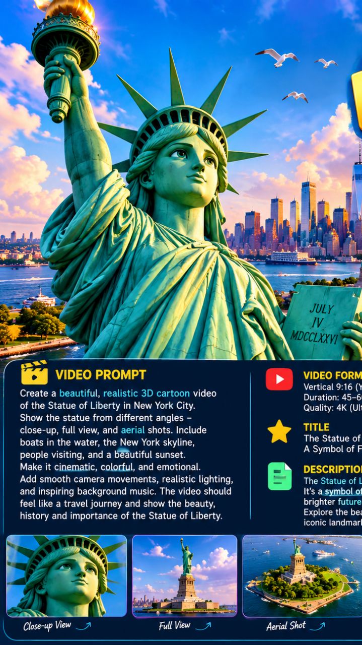 🗽 A Magical Journey to the Statue of Liberty! 🇺🇸✨ Discover the beauty of New York City in a stunn