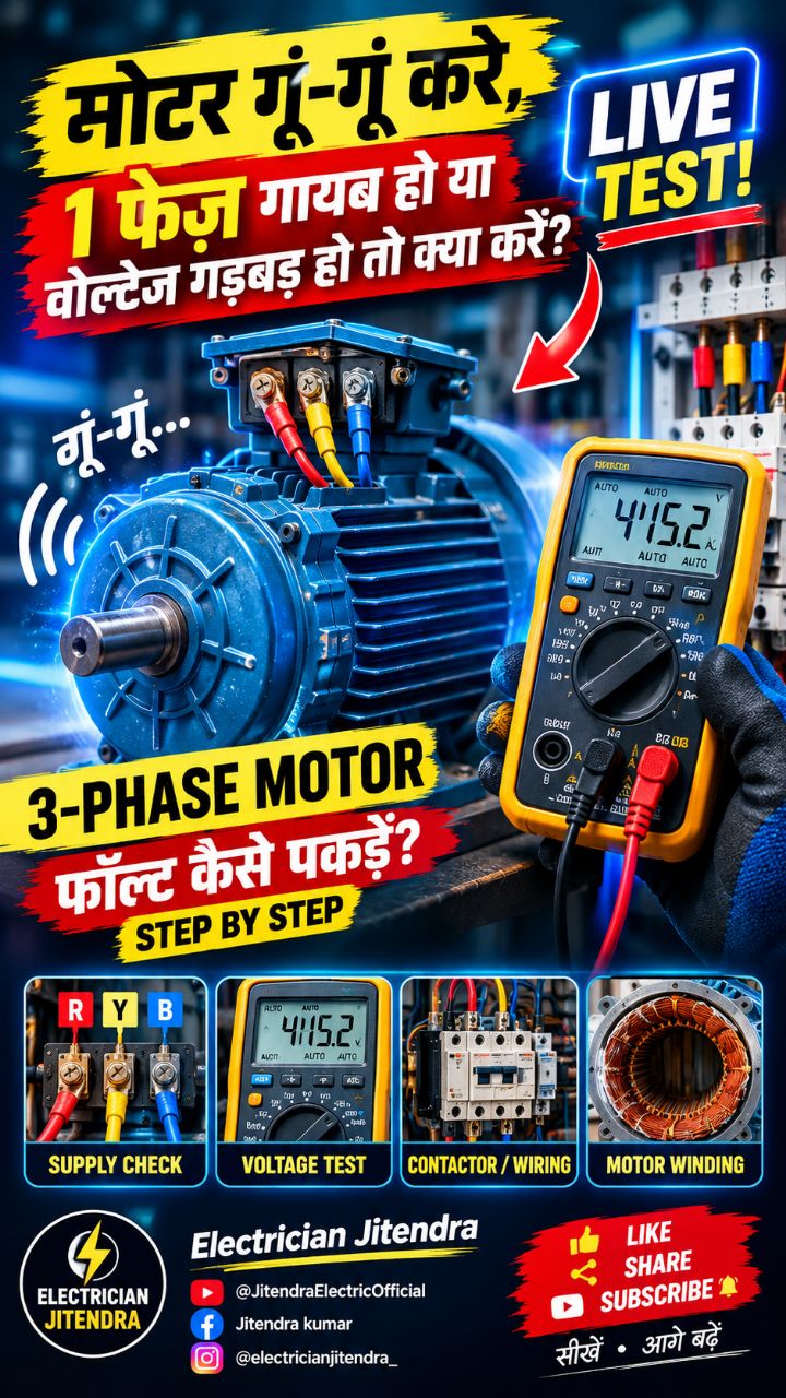 ⚡ मोटर गूं-गूं करे और एक फेज़ गायब हो जाए तो क्या करें? 😱 | 3 Phase Motor Live Test 🔥

मल्टीमीटर स