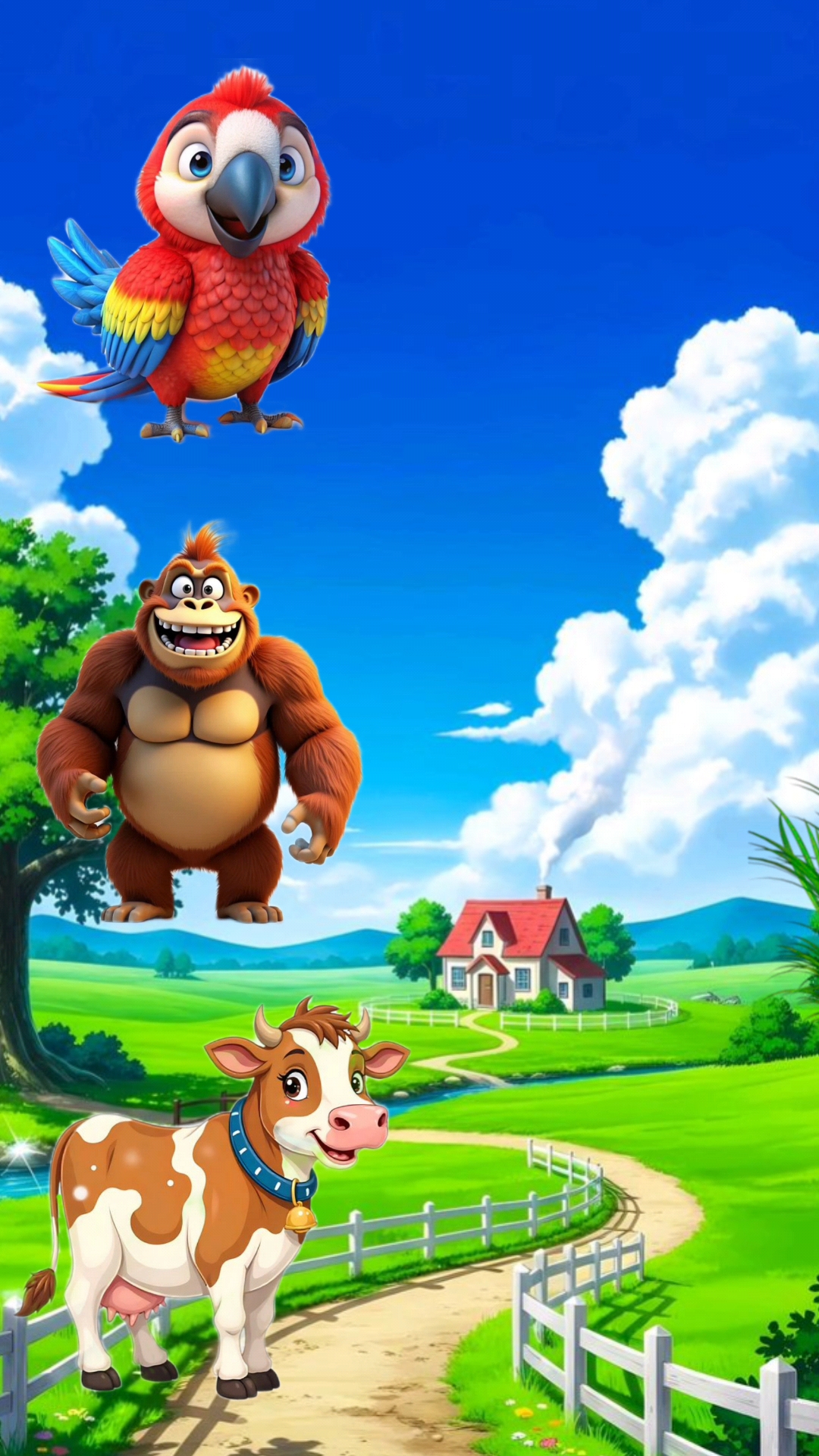 🦜 तोता, गोरिल्ला और गाय की मजेदार कहानी 😂🐄 | Funny Animal Cartoon
