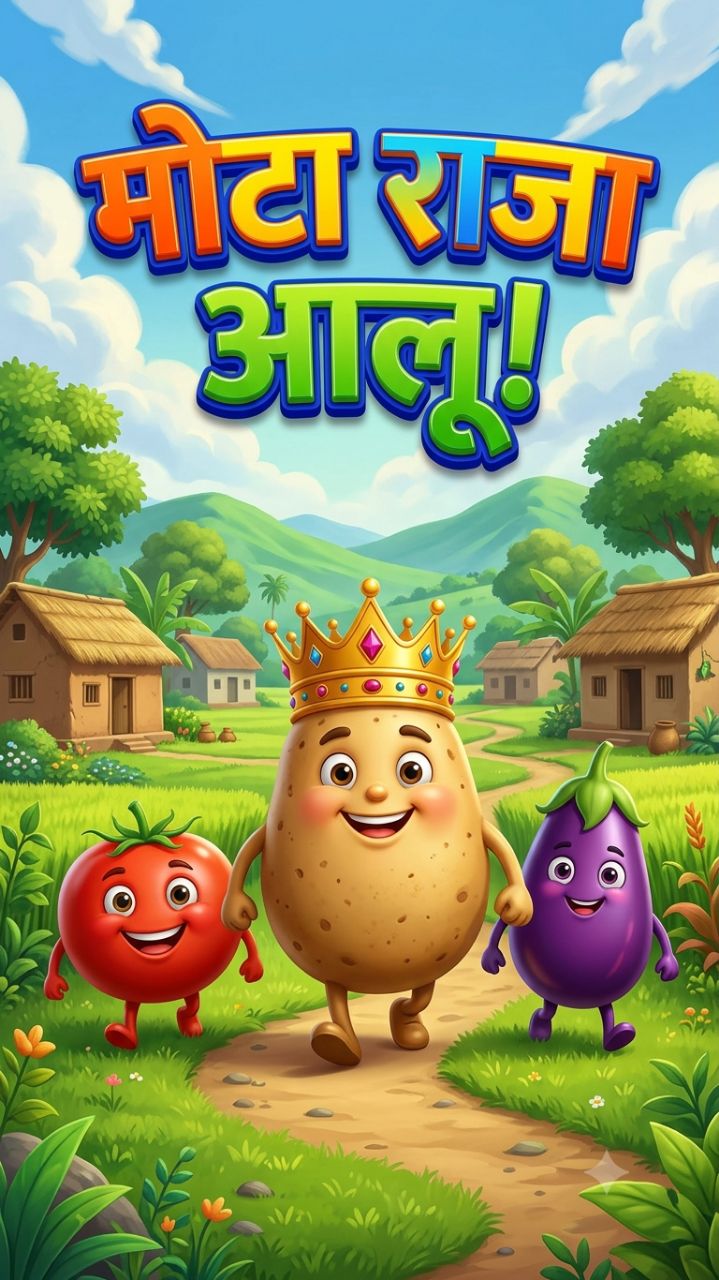 "मोटा आलू राजा घूमने चला, संग दो सब्जियाँ ले चला।