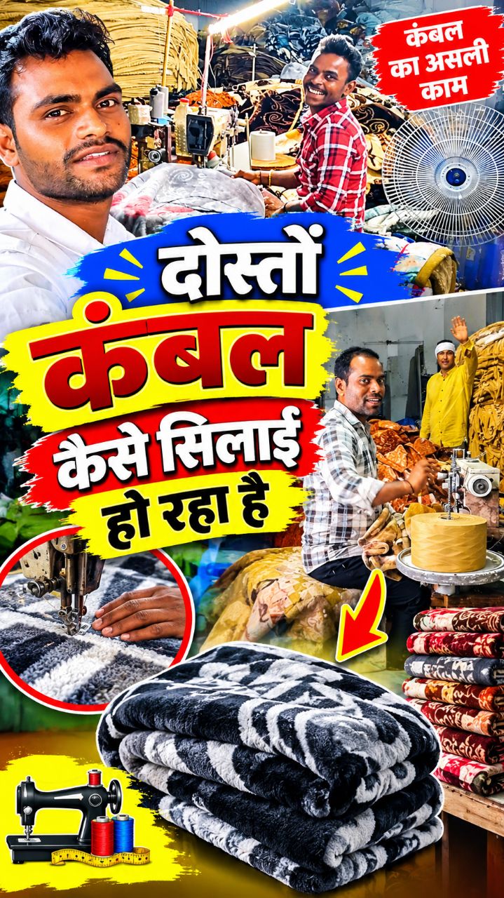 दोस्तों 😍 कंबल की सिलाई कैसे होती है? 🧵 | पानीपत हरियाणा में कंबल बनाने का पूरा काम 🔥
