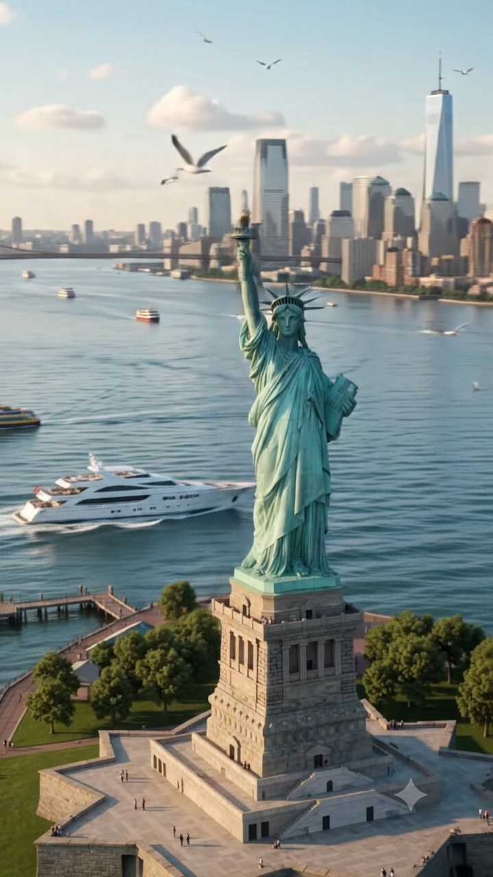 🗽 The Magical Beauty of the Statue of Liberty! 🇺🇸✨ #Shorts