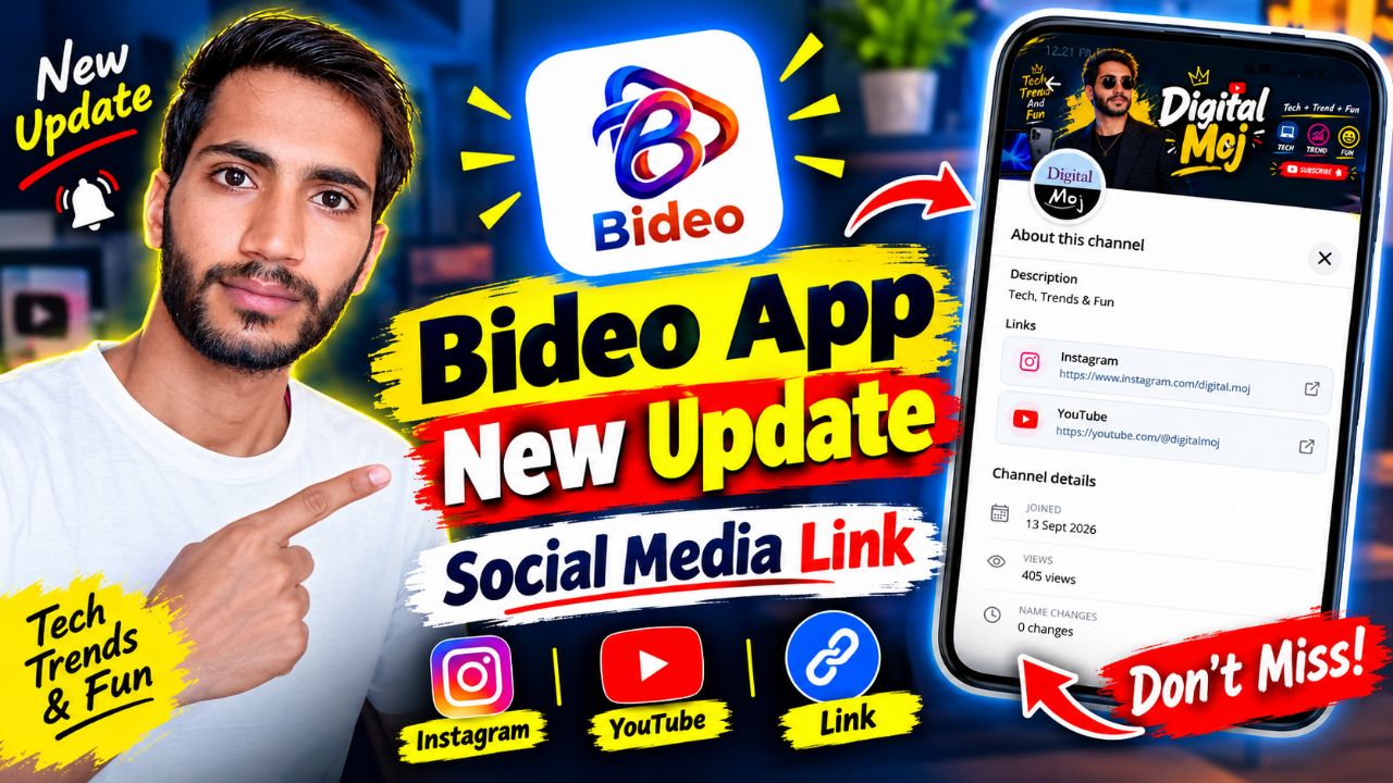 Bideo app new update 🔥 Social Media Link add on channel Bio