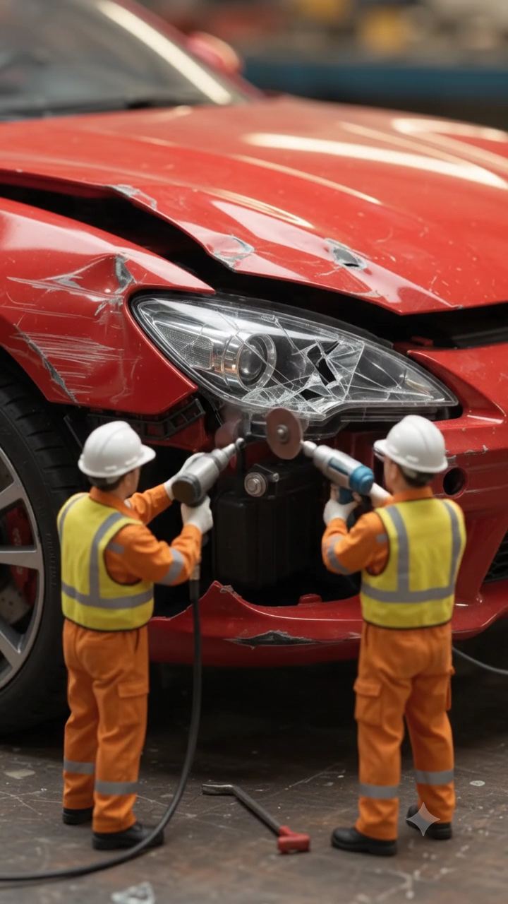 😱 Tiny Workers Repair a Broken Car! 🔥 | 微型工人维修损坏的汽车！