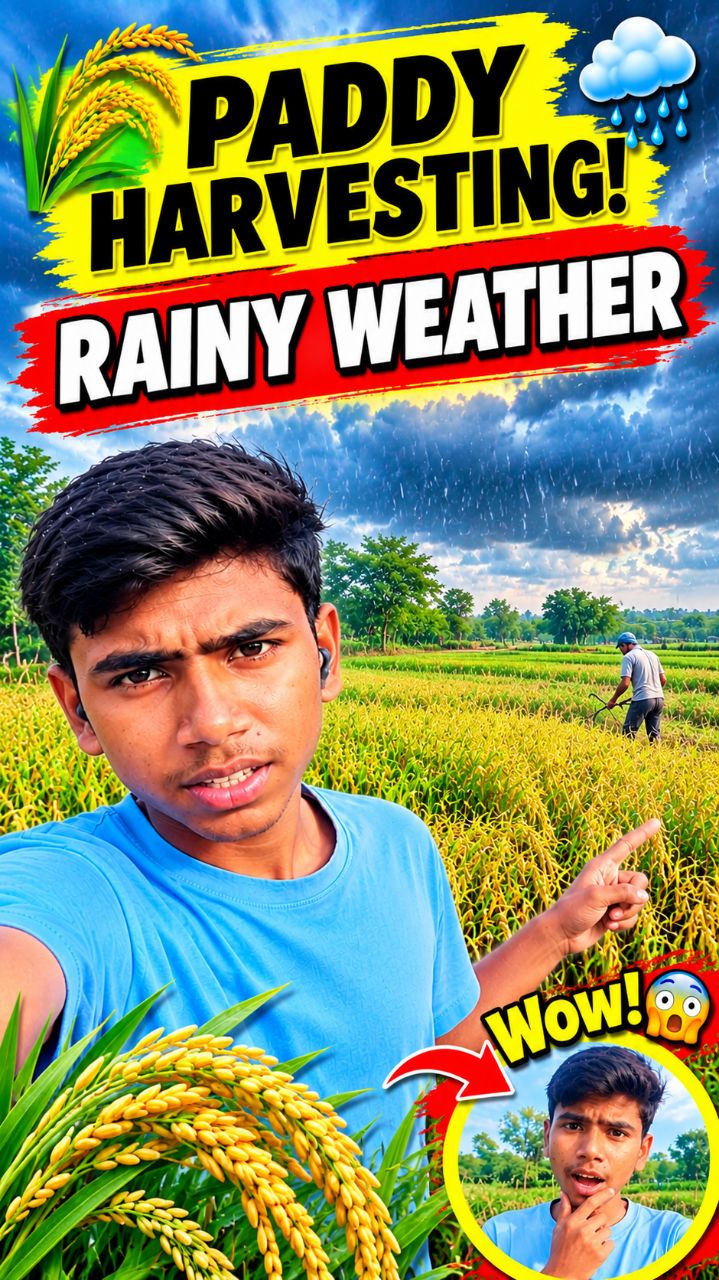 🌾 Paddy Harvesting Begins! 🌧️ Rainy Weather in Village | Farming Vlog