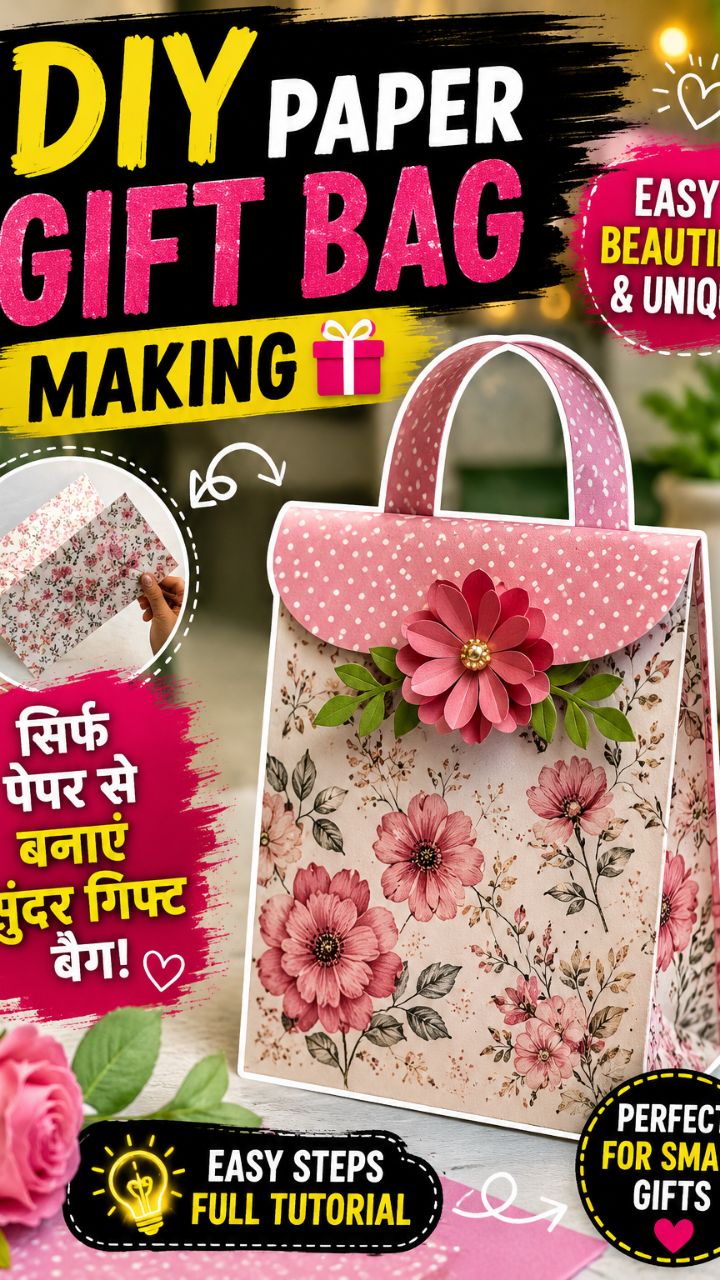 DIY Paper Gift Bag Making 😍🎁 | Easy & Beautiful Paper Craft #Shorts#PaperBagMaking #EasyCrafts #Ar