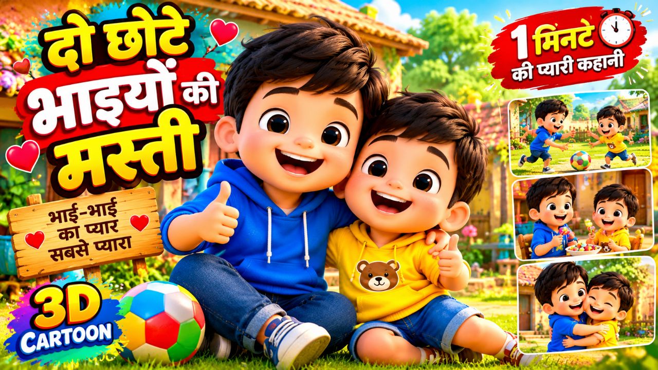 🥰 दो छोटे भाइयों की प्यारी मस्ती ❤️ | हिंदी 3D कार्टून कहानी | Funny Cartoon Video