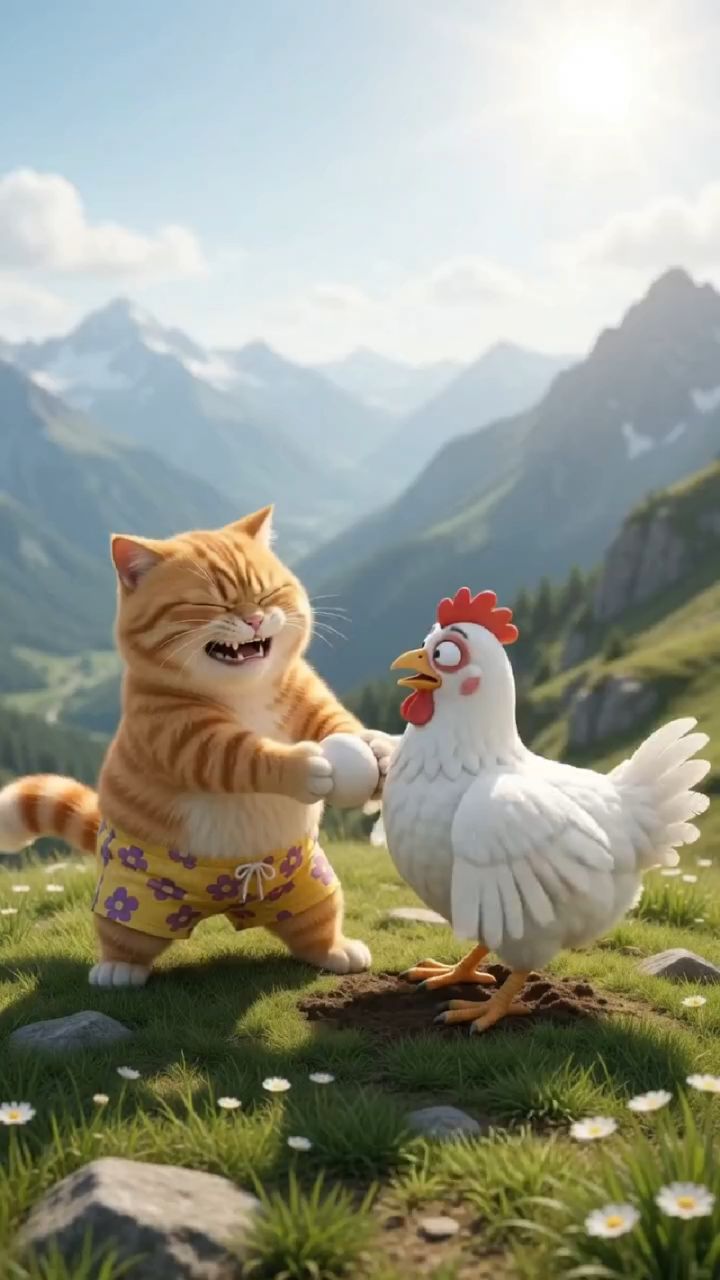 Funny cat comedy rooster cartoon #tanding #virelpost #reel