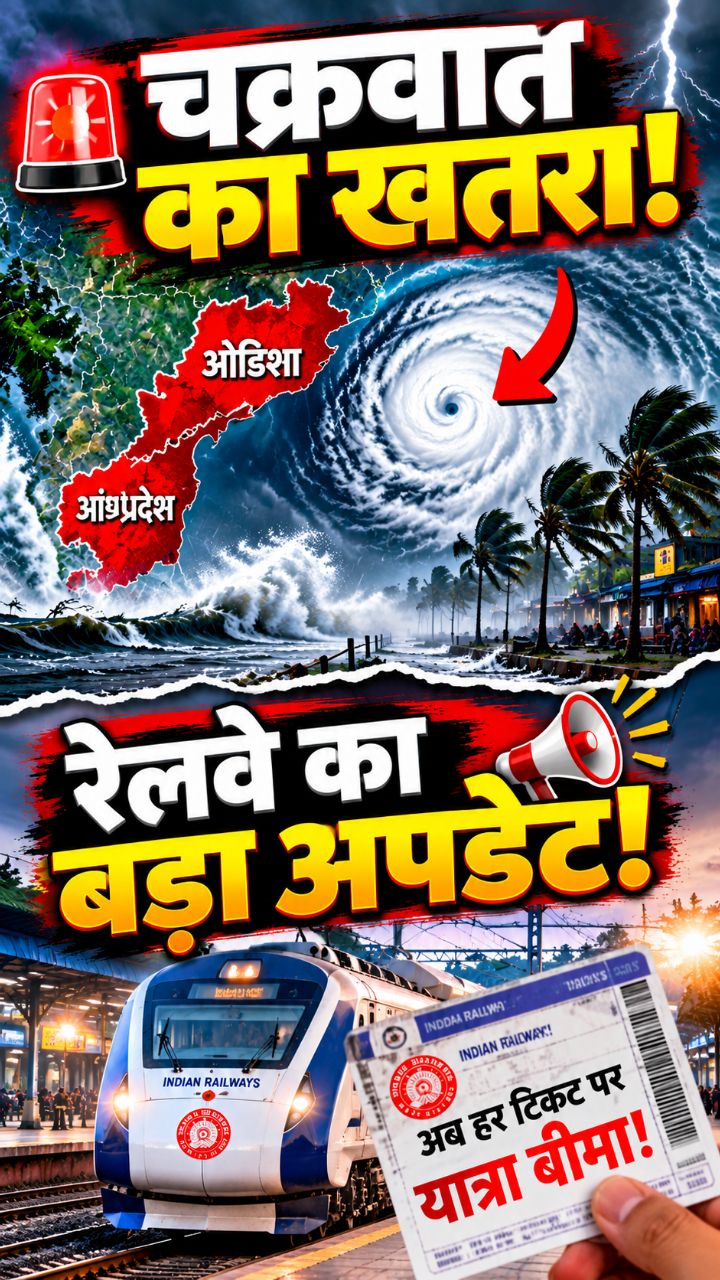 🚨 चक्रवात का अलर्ट और रेलवे का बड़ा ऐलान! यात्रियों के लिए जरूरी खबर 😱 #BreakingNews