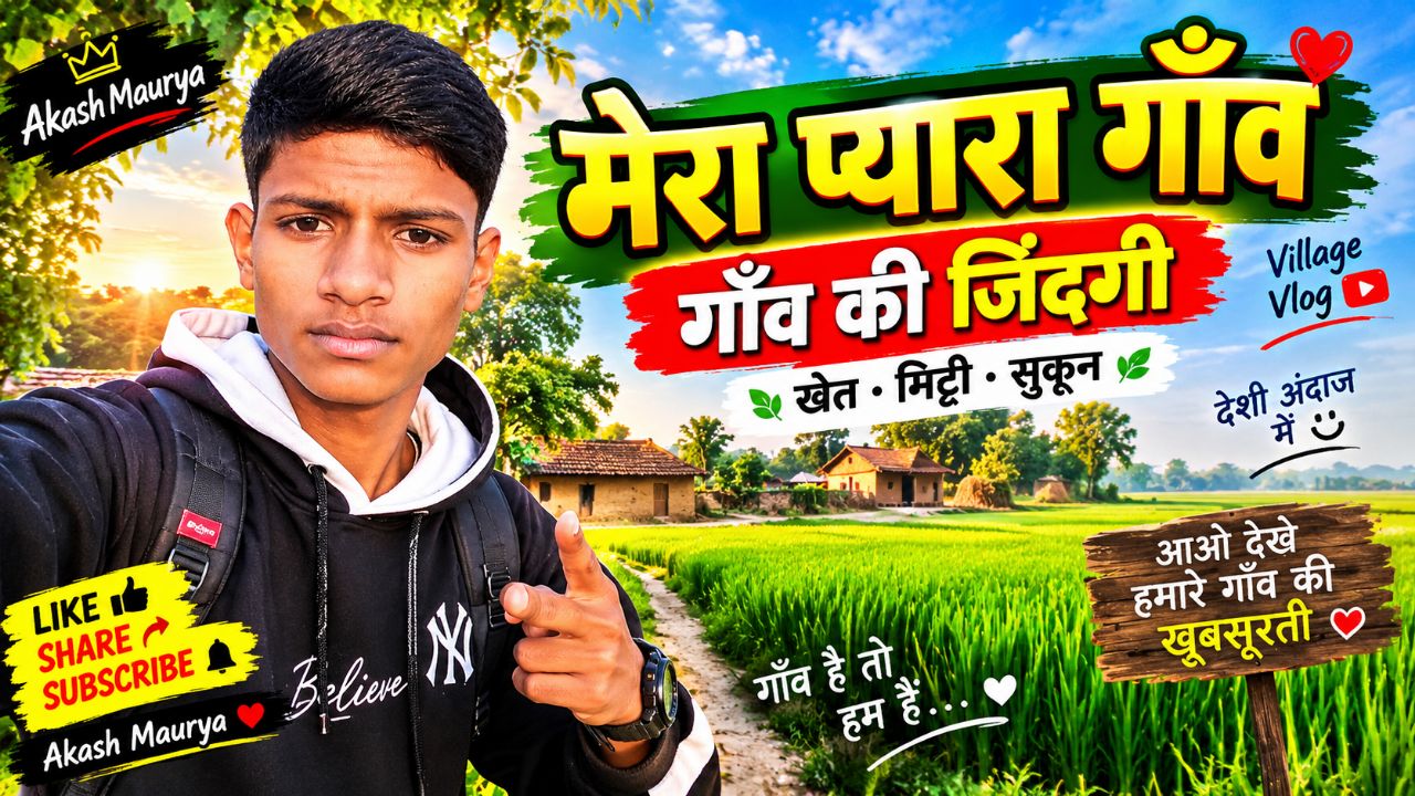 🌾 गाँव की हरियाली देख दिल खुश हो गया ❤️ | देसी गाँव की जिंदगी | Akash Maurya Vlog 🔥