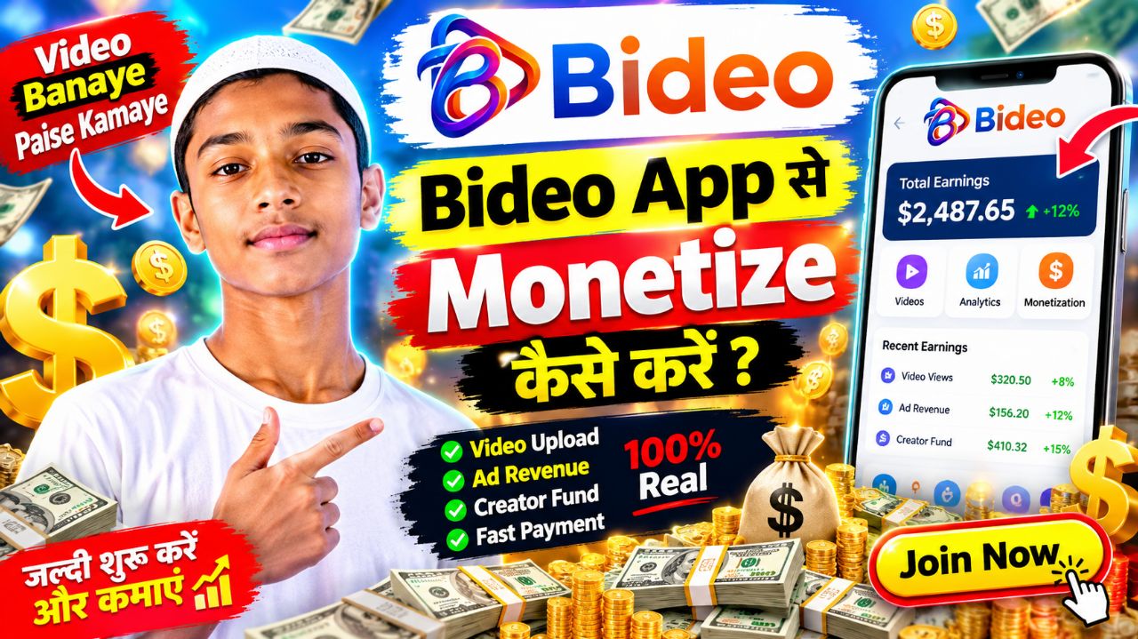 वीडियो के लिए शानदार टाइटल 🔥
Bideo App से पैसे कैसे कमाएं? 💰 | Video बनाकर कमाई करें | Bideo App M