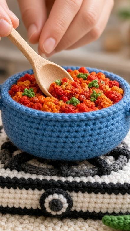 🧶 Miniature Crochet Tomato Curry 🍅😍 | Tiny Wool Kitchen Cooking ASMR #shorts