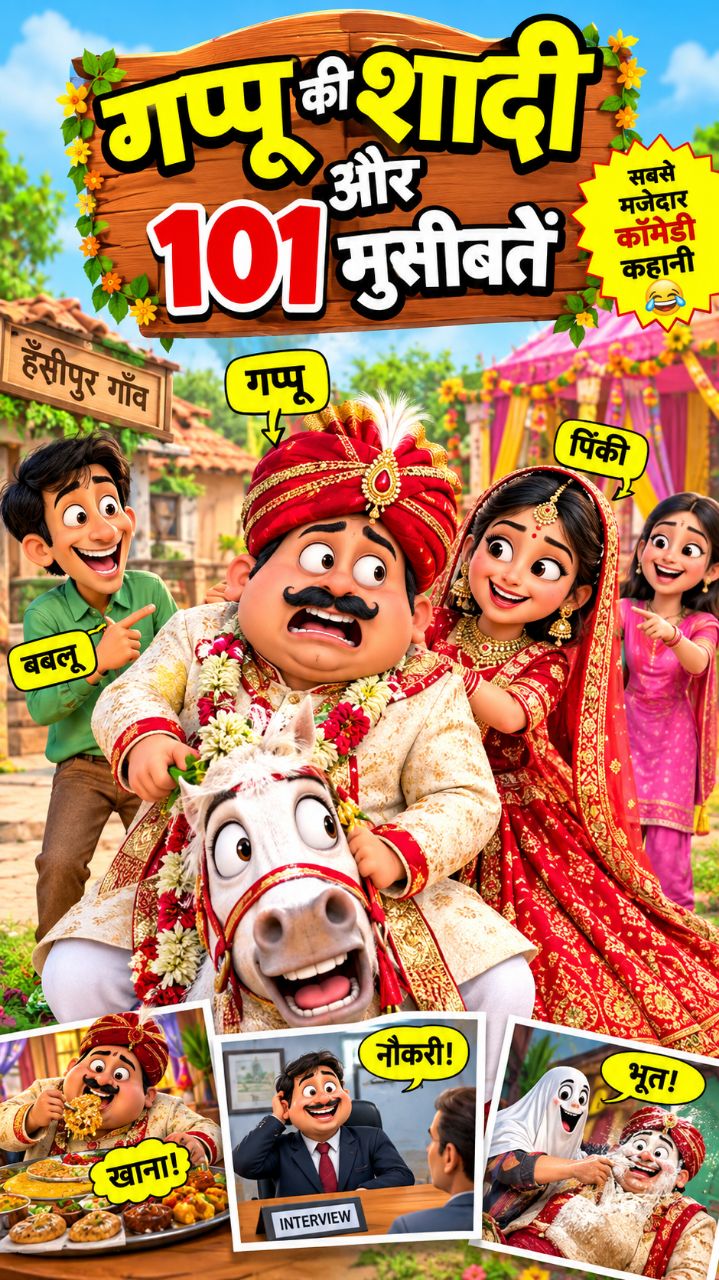 गप्पू की शादी और 101 मुसीबतें 😂🤣 | मजेदार हिंदी कॉमेडी कहानी | Gappu Ki Shadi | Funny Cartoon