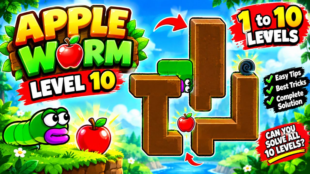 🍎 Apple Worm Levels 1–10 Gameplay 🐛 | Can I Complete All Levels? 🔥
