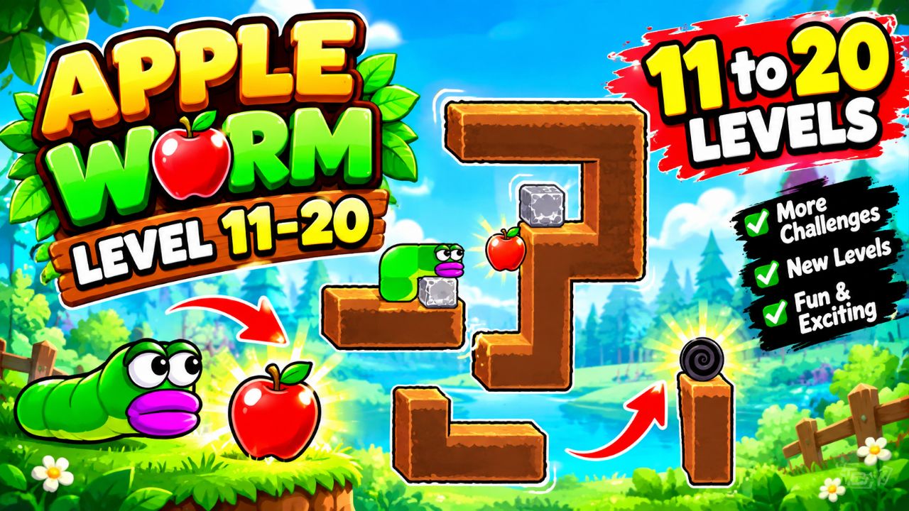 🐛🍎 Apple Worm Levels 11–20 Gameplay 🔥 | Can I Beat All 10 Levels? 🎮