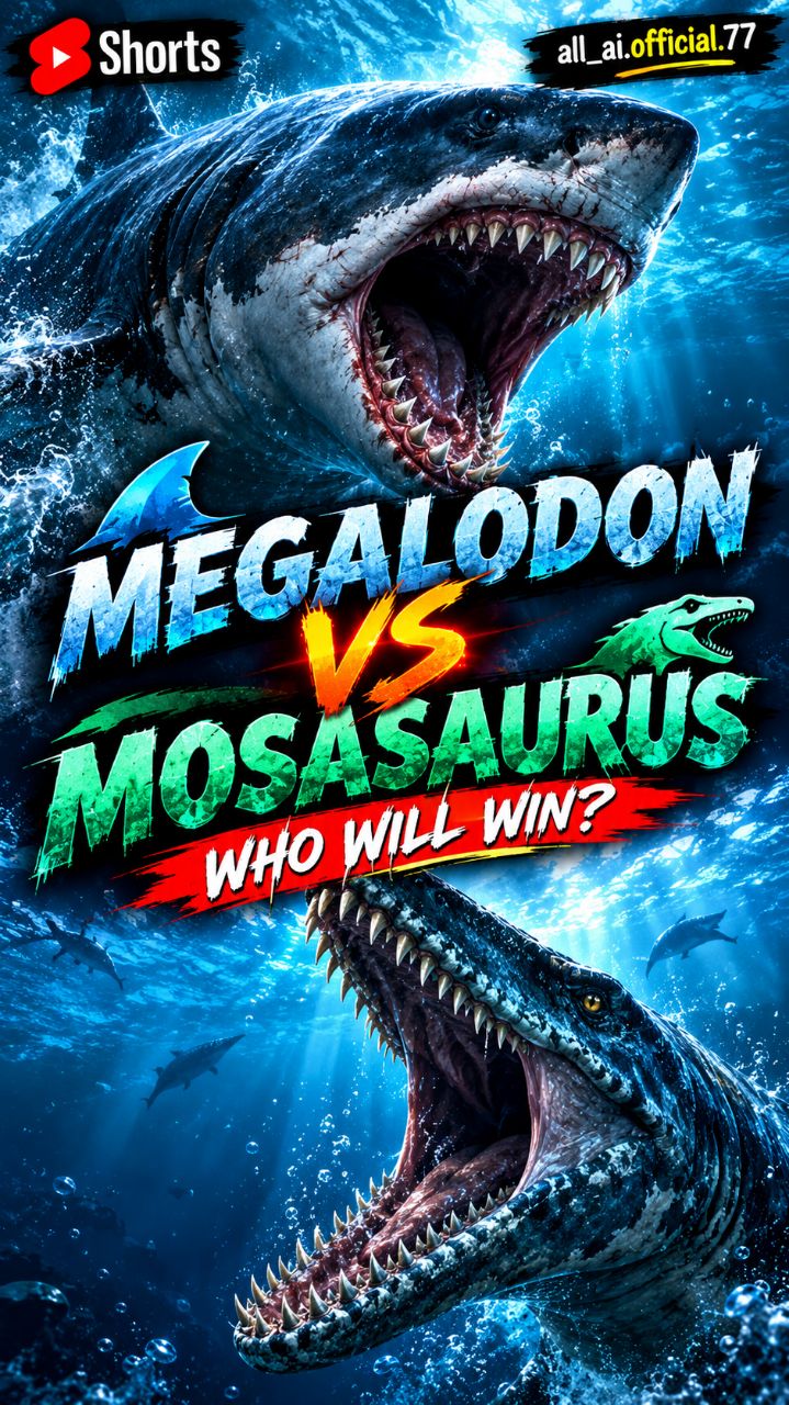 MEGALODON 🦈 vs MOSASAURUS 🦖 Who Will Win? 😱🔥 #Shorts