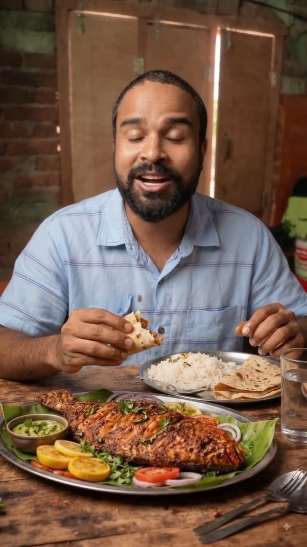 Eating chicken