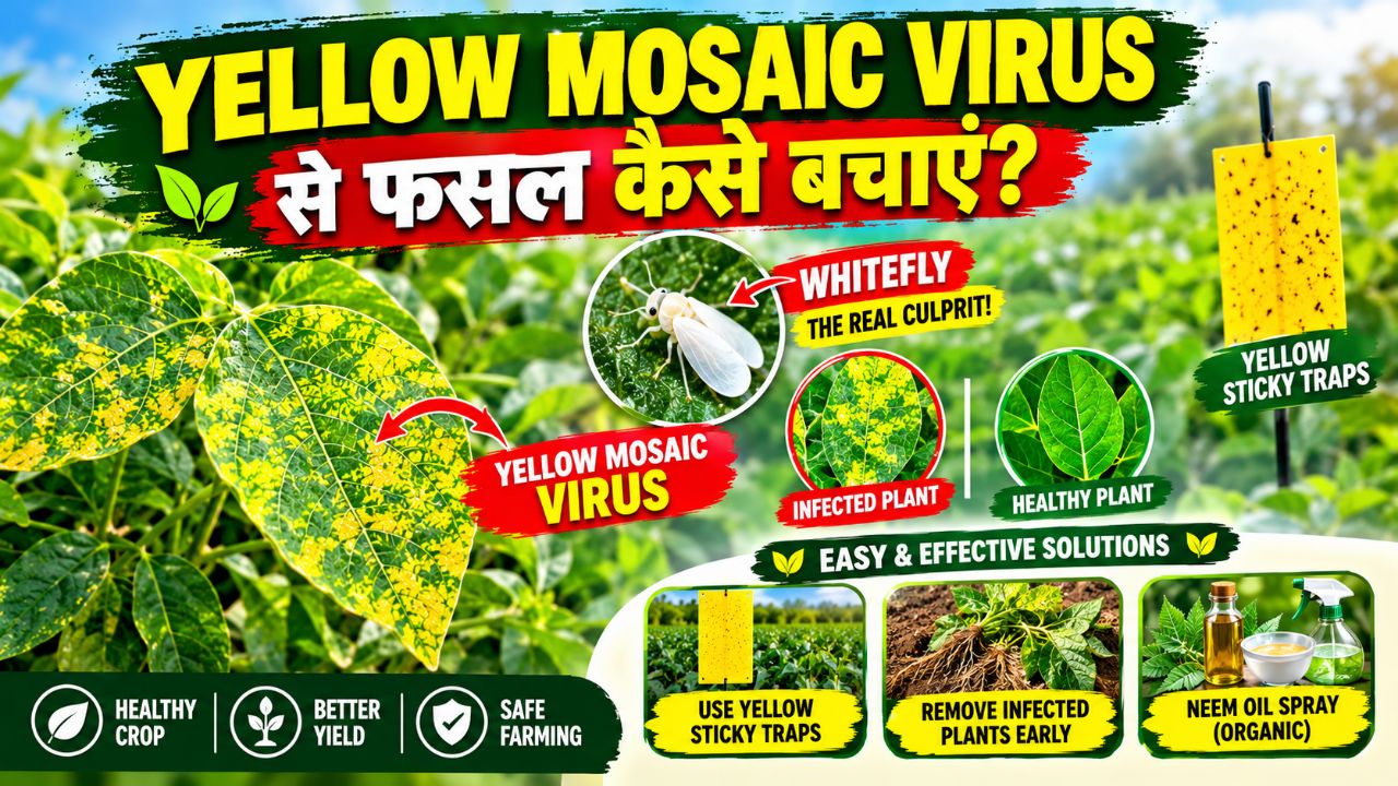 पीला मोजेक वायरस से फसल कैसे बचाएं? 🌱 सफेद मक्खी का नियंत्रण | Yellow Mosaic Virus