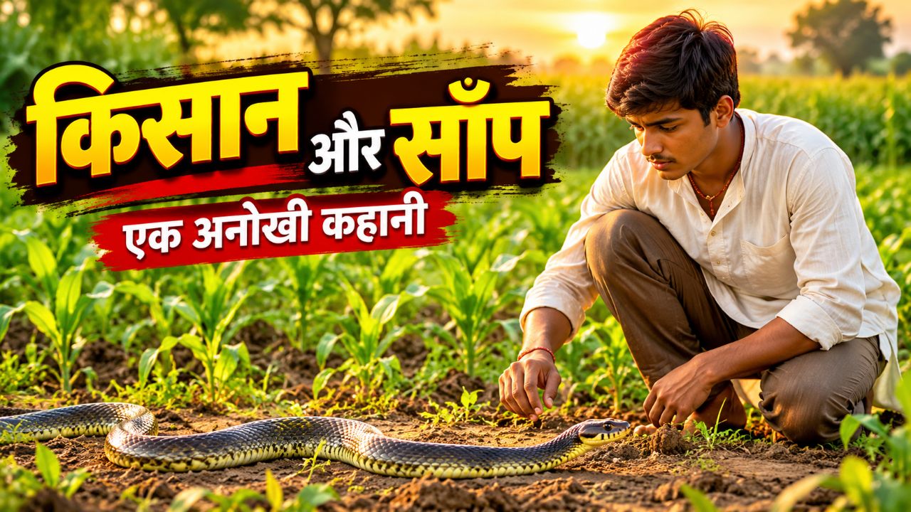 माँ साँप अपने बच्चे के पास आती है। दोनों प्यार से एक-दूसरे के चारों ओर लिपटकर मिलते हैं। छोटा साँप ख