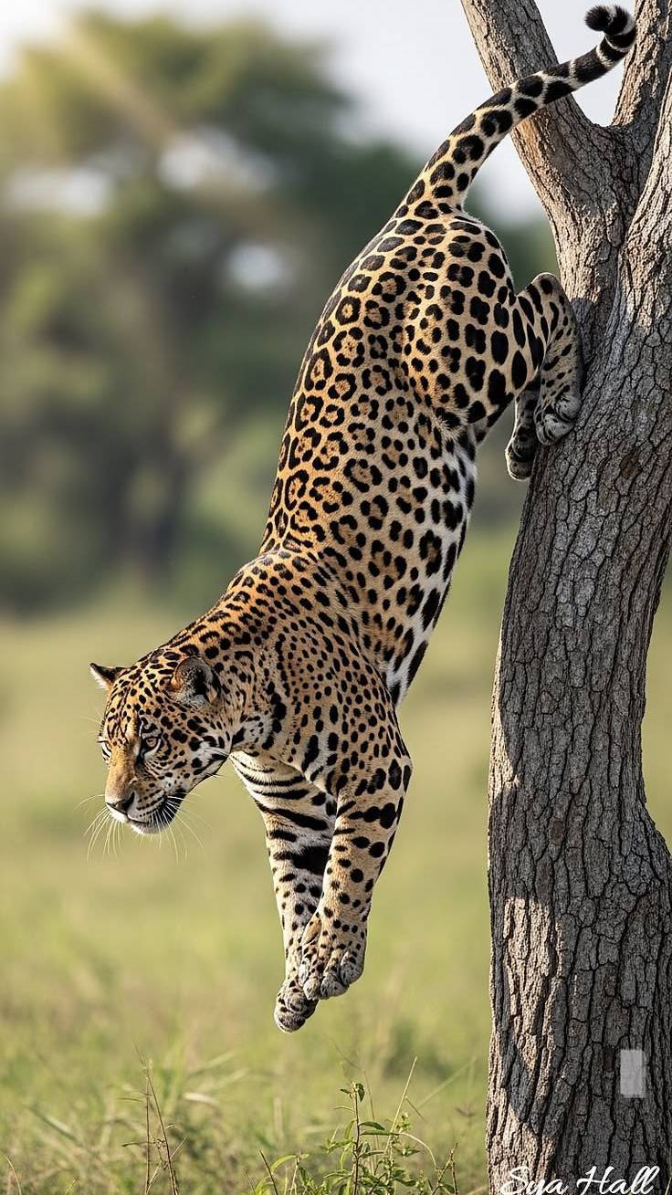 The Majestic Jaguar’s Incredible Tree Climb 🐆🌿