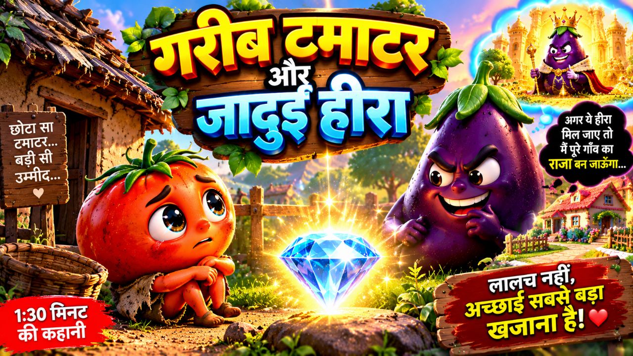🍅 गरीब टमाटर और जादुई हीरा 💎😱 | लालच का खतरनाक अंजाम | Hindi Cartoon Story