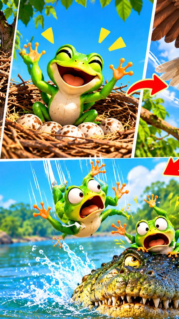 Eagle Catches Naughty frog.