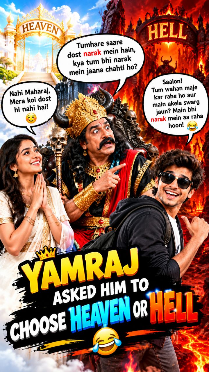 😂 सारे दोस्त नरक में थे, भाई भी वहीं पहुँच गया 🤣🔥 | Yamraj Comedy #shorts