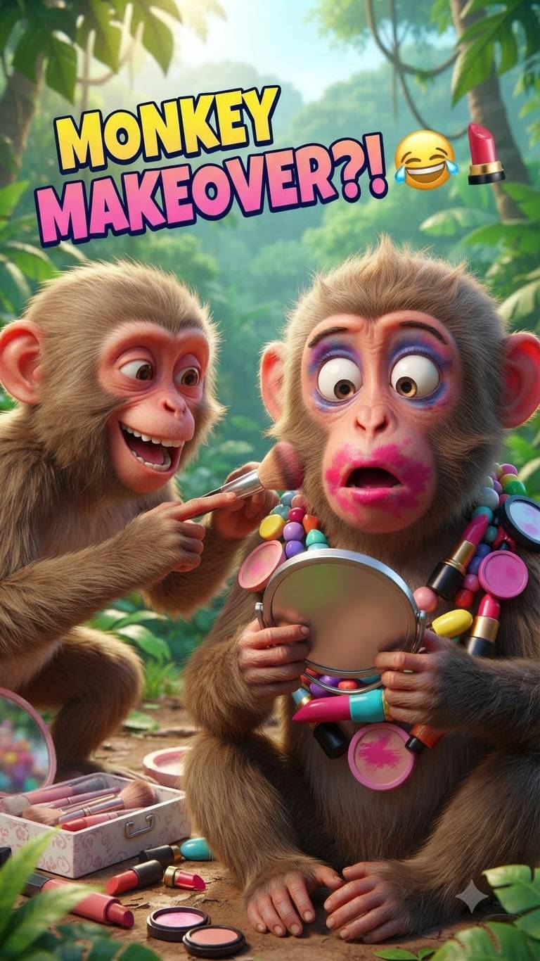 🐒💄 Monkey Makeover Gone Hilariously WRONG! 😂