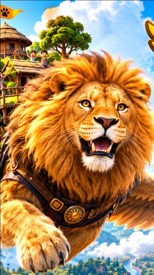 🦁 The Flying Village Lion! 😱 हवा में उड़ता शेर और रहस्यमयी गाँव 🏡 | 3D Cartoon Story #Shorts